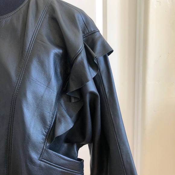 Joie Ruffle Lamb Leather Jacket - Picture 4 of 7